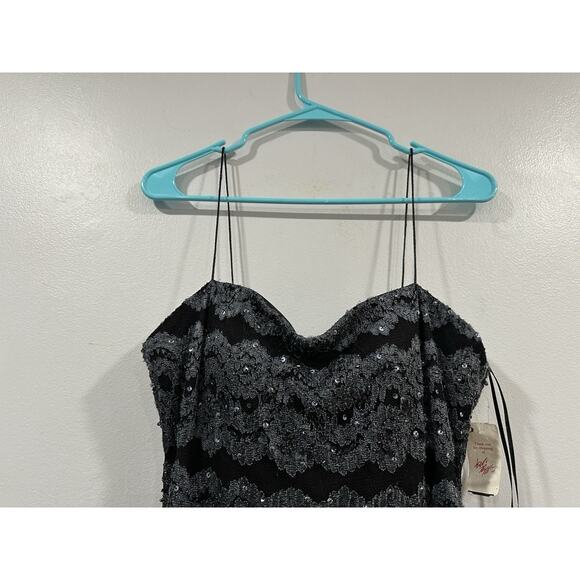 JS Boutique Black Lace and Sequin Sleeveless Maxi Dress US 14 Deadstock NEW - Picture 2 of 9
